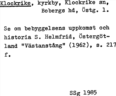 Bild på arkivkortet för arkivposten Klockrike