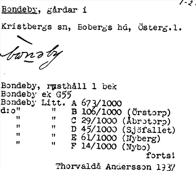 Bild på arkivkortet för arkivposten Bondeby