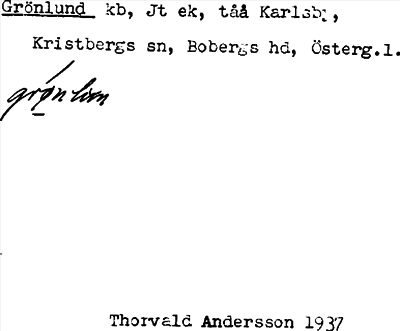 Bild på arkivkortet för arkivposten Grönlund