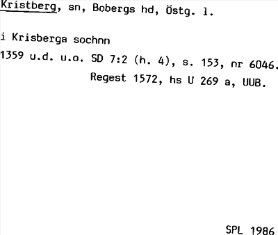 Bild på arkivkortet för arkivposten Kristberg
