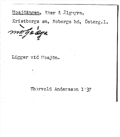 Bild på arkivkortet för arkivposten Mosjöängen