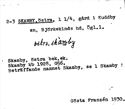 Bild på arkivkortet för arkivposten Skamby, östra