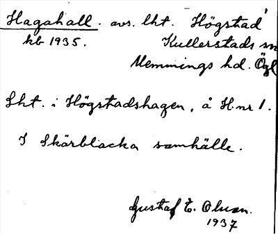 Bild på arkivkortet för arkivposten Hagahall