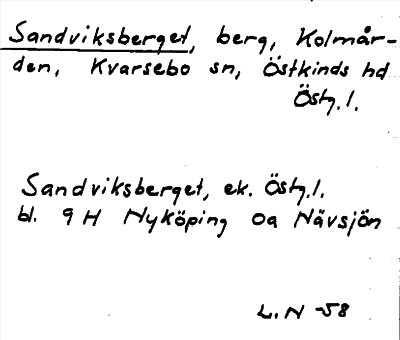 Bild på arkivkortet för arkivposten Sandviksberget