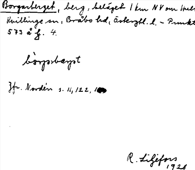 Bild på arkivkortet för arkivposten Borgarberget