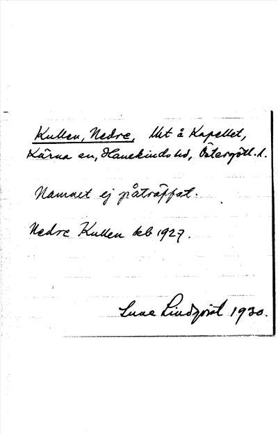 Bild på arkivkortet för arkivposten Kullen, Nedre