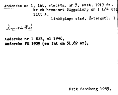 Bild på arkivkortet för arkivposten Andersbo