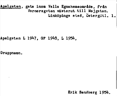 Bild på arkivkortet för arkivposten Apelgatan