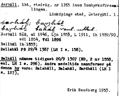Bild på arkivkortet för arkivposten Barhäll