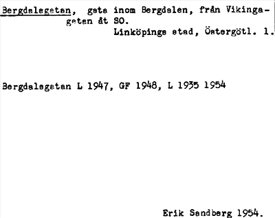 Bild på arkivkortet för arkivposten Bergdalsgatan