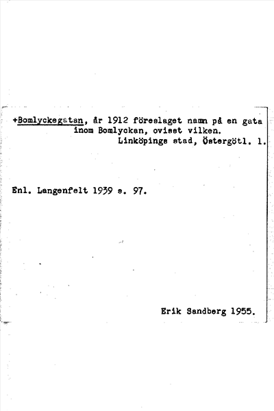 Bild på arkivkortet för arkivposten +Bomlyckegatan