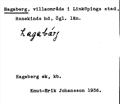 Bild på arkivkortet för arkivposten Hagaberg