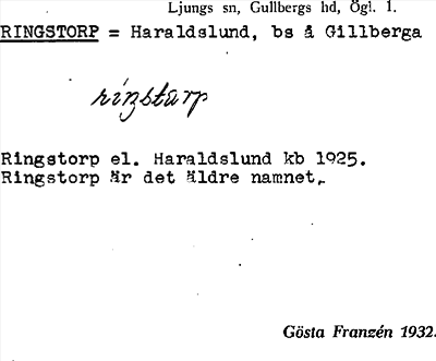 Bild på arkivkortet för arkivposten Ringstorp