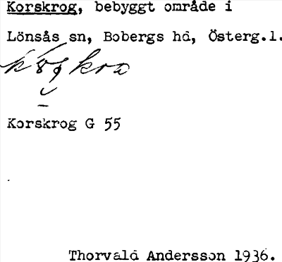 Bild på arkivkortet för arkivposten Korskrog
