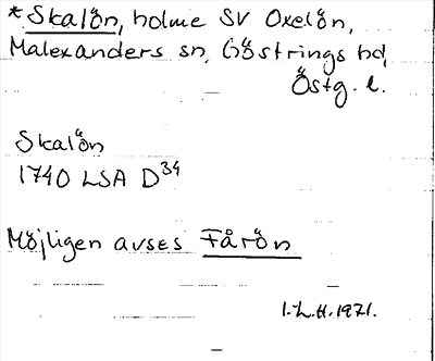 Bild på arkivkortet för arkivposten *Skalön