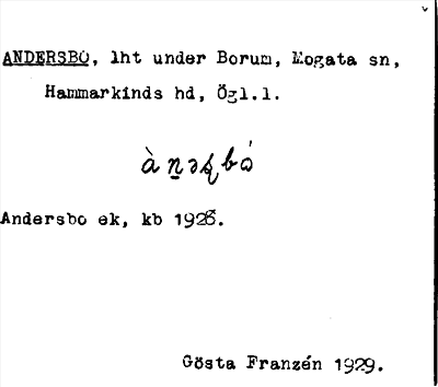 Bild på arkivkortet för arkivposten Andersbo