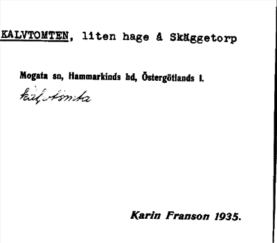 Bild på arkivkortet för arkivposten Kalvtomten