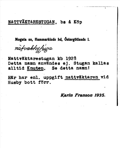 Bild på arkivkortet för arkivposten Nattväktarestugan