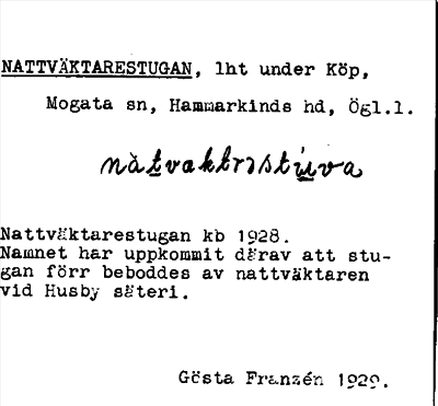 Bild på arkivkortet för arkivposten Nattväktarestugan