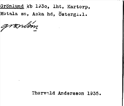 Bild på arkivkortet för arkivposten Grönlund