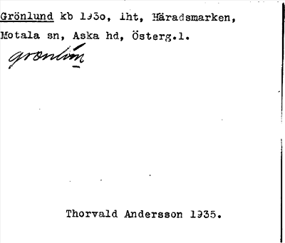 Bild på arkivkortet för arkivposten Grönlund