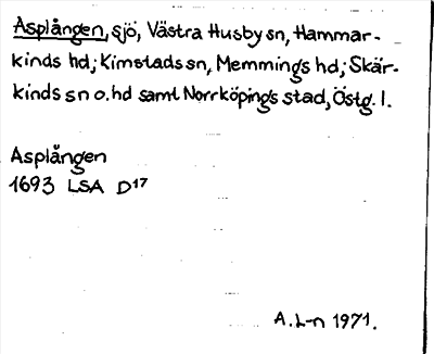 Bild på arkivkortet för arkivposten Asplången