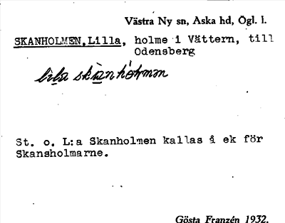 Bild på arkivkortet för arkivposten Skanholmen, Lilla