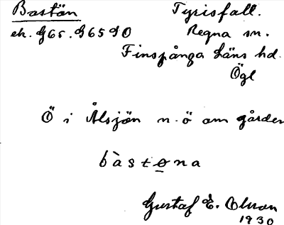 Bild på arkivkortet för arkivposten Bastön