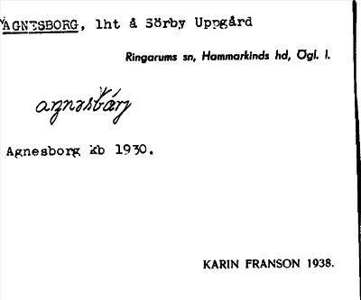 Bild på arkivkortet för arkivposten Agnesborg