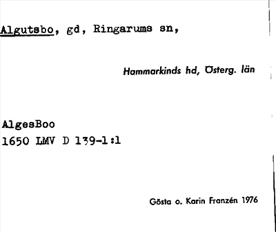 Bild på arkivkortet för arkivposten Algutsbo