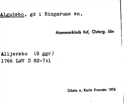 Bild på arkivkortet för arkivposten Algutsbo