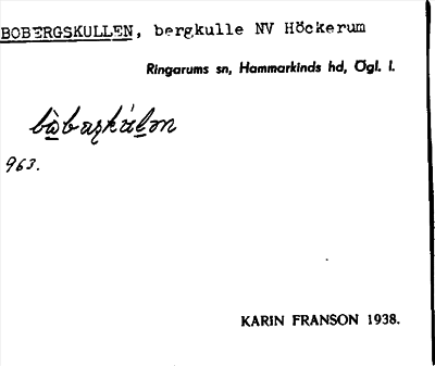 Bild på arkivkortet för arkivposten Bobergskullen