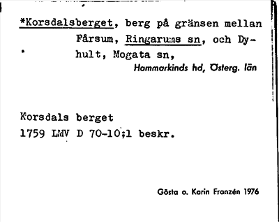 Bild på arkivkortet för arkivposten *Korsdalsberget
