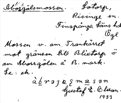 Bild på arkivkortet för arkivposten Aborgölsmossen