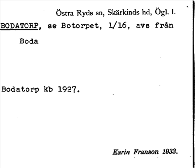 Bild på arkivkortet för arkivposten Bodatorp