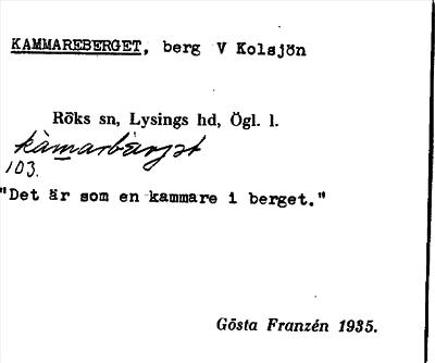 Bild på arkivkortet för arkivposten Kammareberget