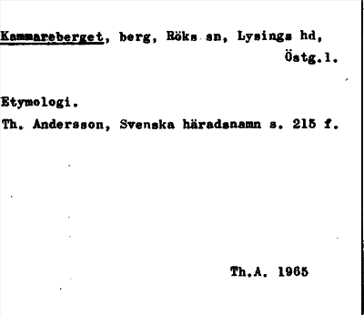 Bild på arkivkortet för arkivposten Kammareberget