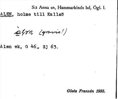Bild på arkivkortet för arkivposten Alen