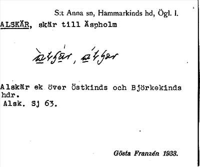 Bild på arkivkortet för arkivposten Alskär