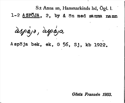 Bild på arkivkortet för arkivposten Aspöja