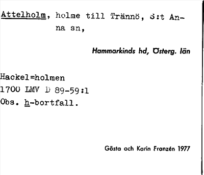 Bild på arkivkortet för arkivposten Attelholm