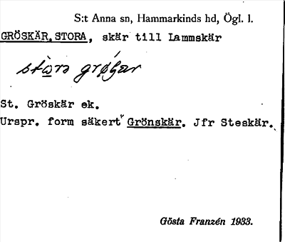 Bild på arkivkortet för arkivposten Gröskär, Stora