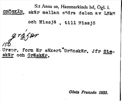 Bild på arkivkortet för arkivposten Gröskär