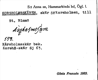 Bild på arkivkortet för arkivposten Korsholmsskären