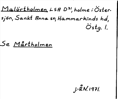 Bild på arkivkortet för arkivposten Malörtholmen
