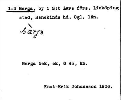 Bild på arkivkortet för arkivposten Berga