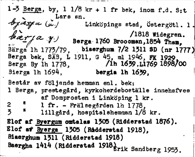 Bild på arkivkortet för arkivposten Berga