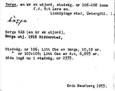 Bild på arkivkortet för arkivposten Berga