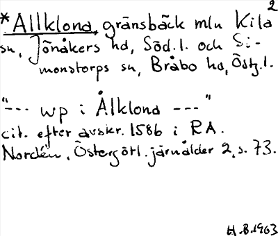 Bild på arkivkortet för arkivposten *Allklona