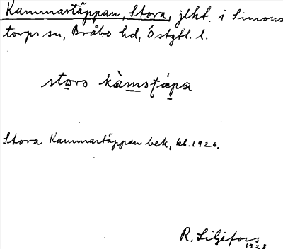 Bild på arkivkortet för arkivposten Kammartäppan, Stora